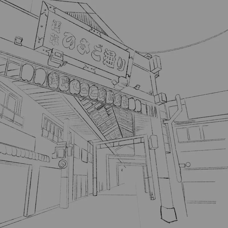 Shopping Street Google Street View Sketch
