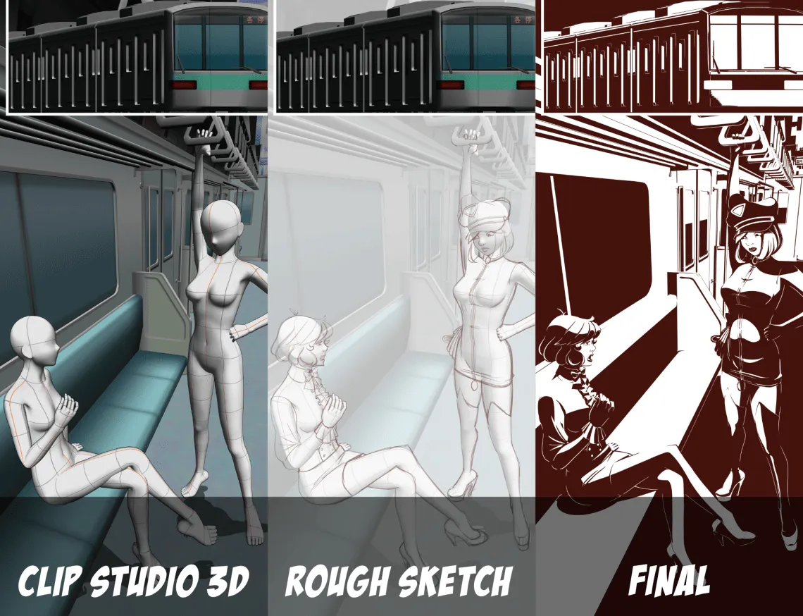 3D mockup done in Clip Paint Studio to final image. Only took me 20 hours... so I guess I really cheated that, huh?